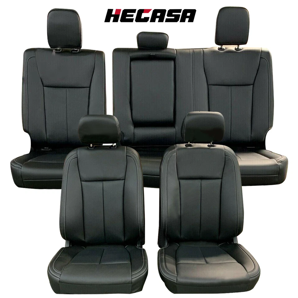 HECASA Front & Rear Car Seat Covers Kit For 2015-2022 Ford F150 Super Crew Cab Foto 2 de 4