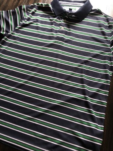Men’s TOMMY HILFIGER GOLF Collection Striped Polo Shirt | Navy/Green/Wht |  Sz XL