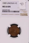 1909 Lincoln Wheat Cent NGC MS-64 BN #9-042
