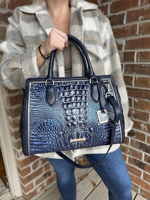 NWT Brahmin Kyanite Havisham Small Finley Satchel Blue Melbourne