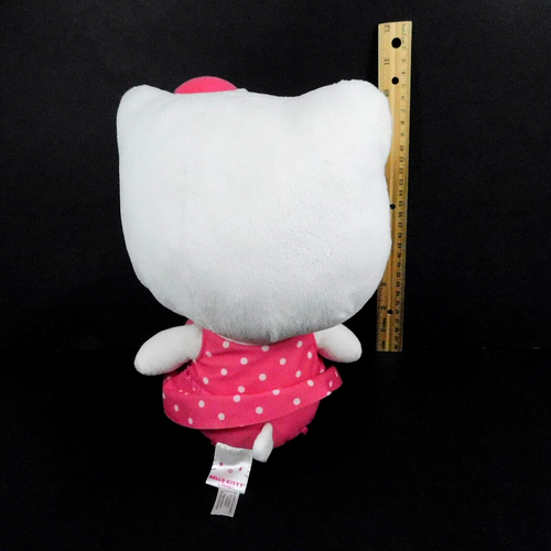 Hello Kitty Cat 10" Plush Pink Polka Dot Dress Sitting Stuffed Animal Sanrio Toy - Picture 5 of 12