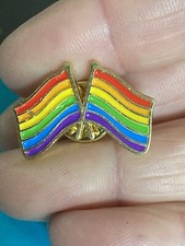 Rainbow pride flags joined friendship Lapel Pin EUC K543