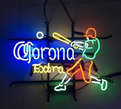 Corona Extra Beer Baseball Player 24''x20'' Neon Lamp Light Sign Bar Nightlight EY