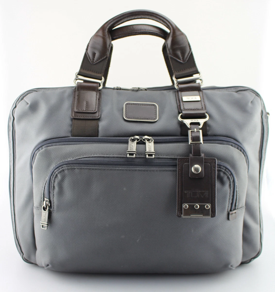 TUMI Alpha Bravo 'Yuma' Gray / Brown Nylon Slim Briefcase - 22631DGHE | eBay