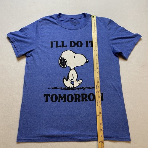 Peanuts T Shirt Mens Medium Snoopy I’ll Do It Tomorrow Short Sleeve Blue - Picture 6 of 10