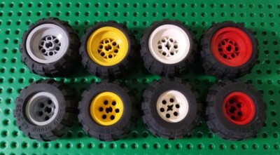 LEGO Technic 2x Balloon Wheel 43.2x28 Tire 6579 6580 Light Gray Yellow White Red