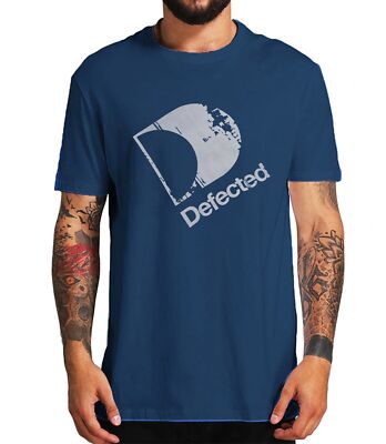 Defected Records Progressive House Music Record Label Mens Blue T-Shirt  Cotton