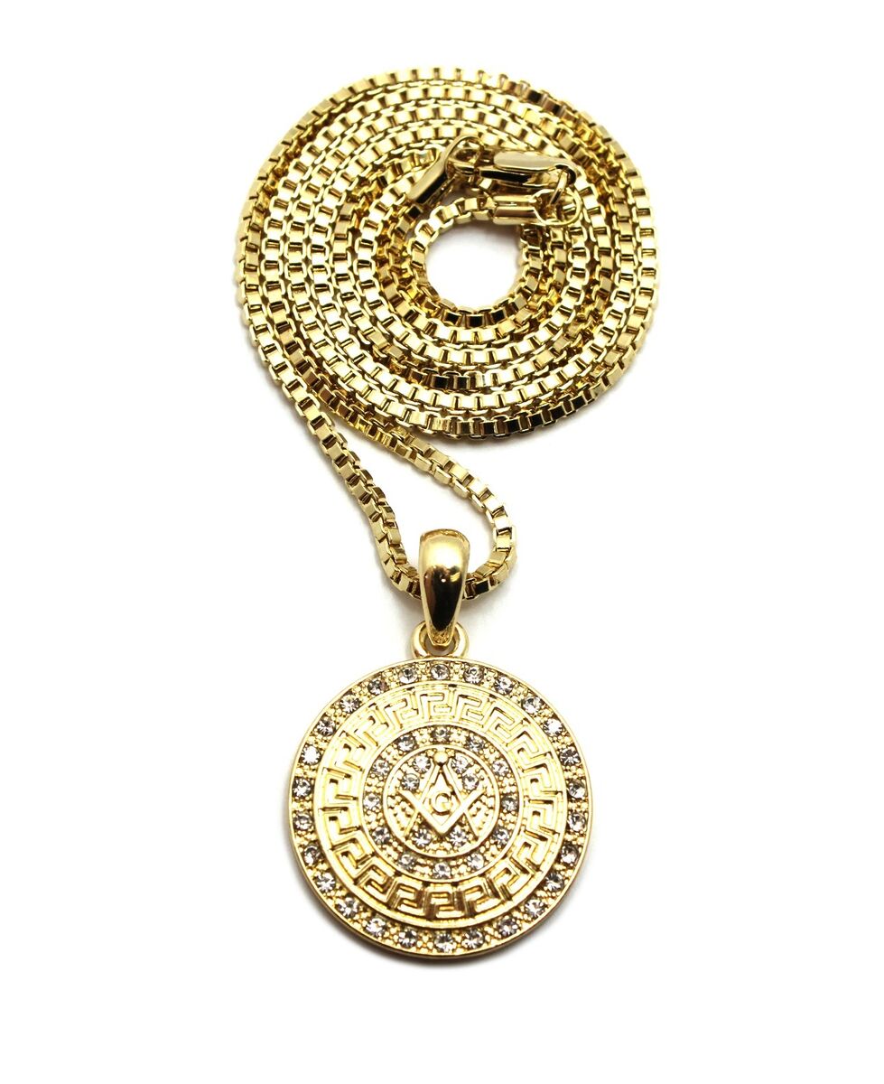 Stone Filled Freemason Masonic Pendant 2mm 24 Stone Filled Freemason Masonic Pendant 2mm 24