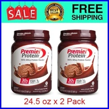 Premier Protein 100% Whey Powder, Chocolate Milkshake 30g Protein 24.5 oz 2 Pack