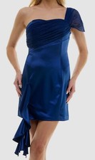 Violet Weekend Women's Juniors' Blue One-Shoulder Ruffle Mini Dress Size 5/6