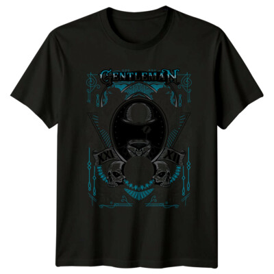 Gentleman Bowler Hut Totenköpfe Mode Herren T-Shirt Damen Grafik Tee