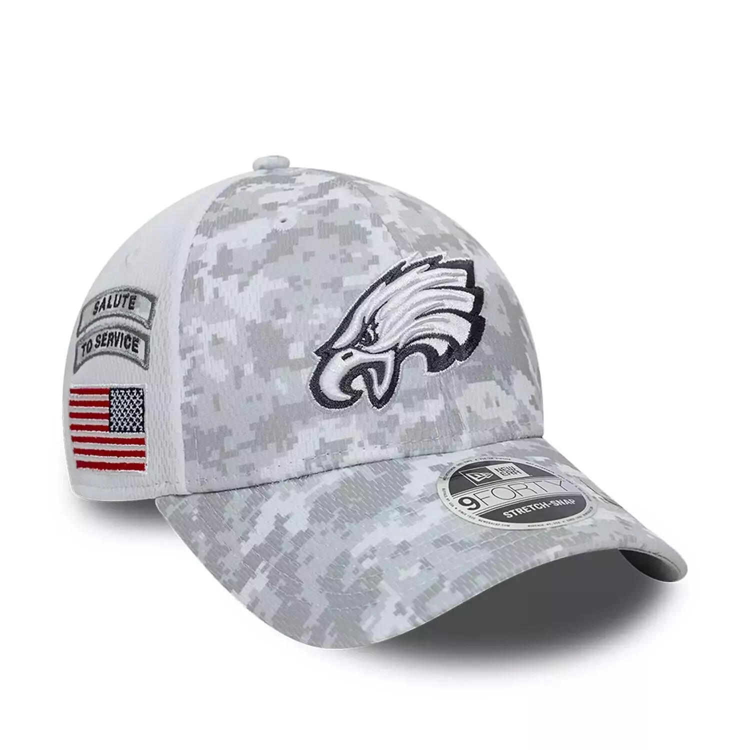 Men's Philadelphia Eagles Hat New 2024 Salute To Service 9Forty Stretch-Snap Cap