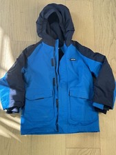 Lands End Little Kids Blue Black Waterproof Fleece Lined Snow/Ski Jacket Sz 8