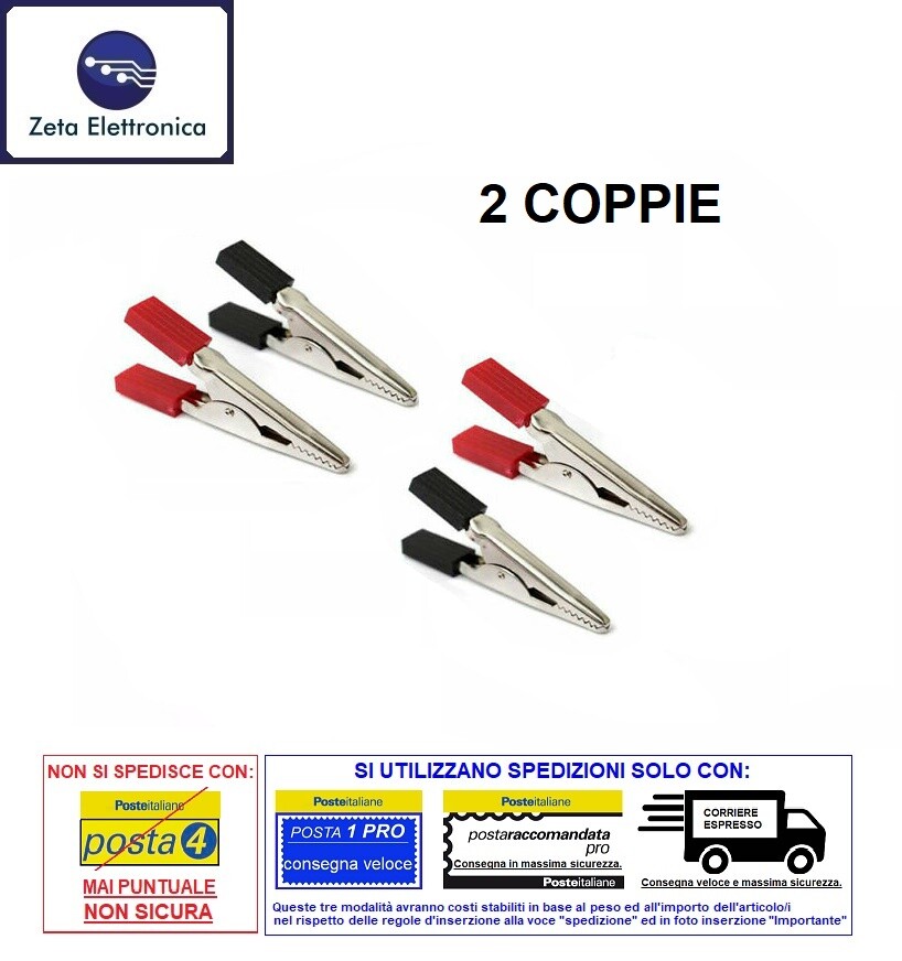 Pinza Coccodrillo Con Attacco Banana 4mm Rossa Rosso 55mm - Foto 7