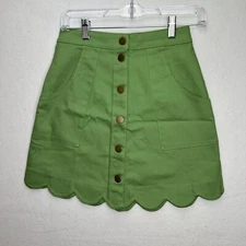 NWT Smak Parlour Unique Vintage Lime Green Mini Campus Skirt Size Cs/2
