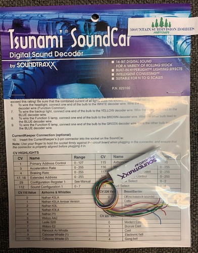 Décodeur sonore Soundtraxx 829100 Tsunami SOUNDCAR échelles N HO O G MODELRRSUPPLY - Photo 1/3