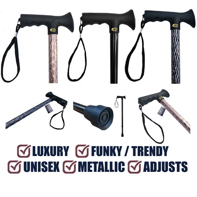 TAMAKA Luxury Ladies Men Engraved Etched Adjustable Walking Stick Cane Soft Grip