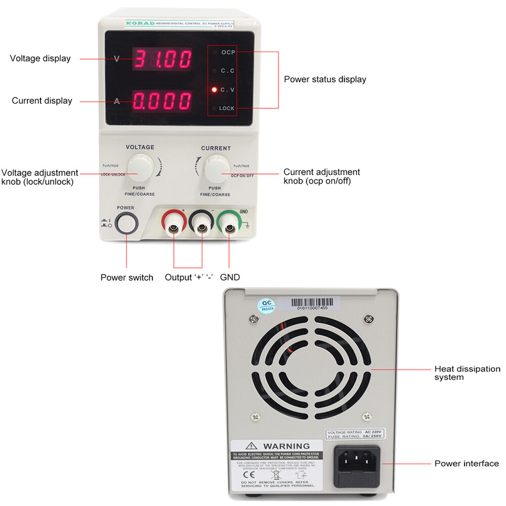 KORAD KD3005D DC Power Supply 30V 5A Digital Adjustable Voltage