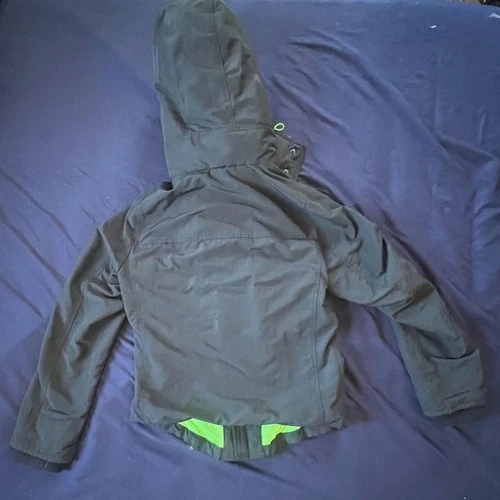 Abercrombie & Fitch Men's Small Navy Hooded Lined Winter Jacket Neon Green Moose image 3