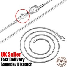 925 Sterling Silver Stamp Shiny Snake Chain Necklace UK Stock Same Day Dispatch
