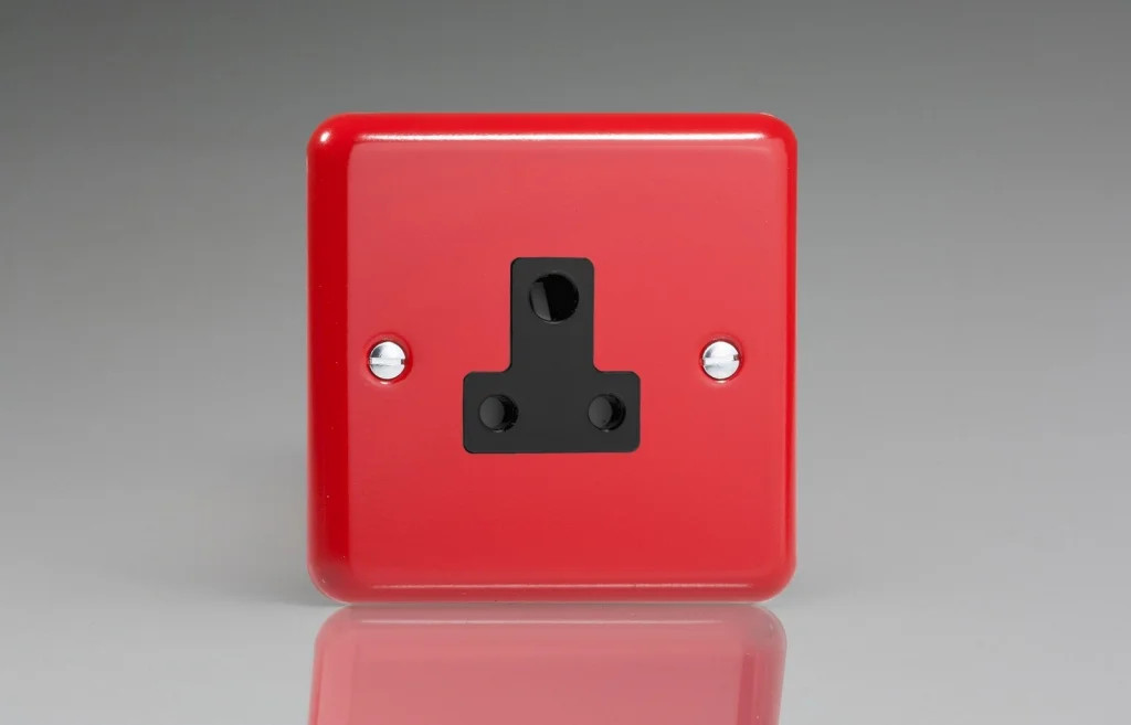 Round Pin Socket Red 5A Lily Pillar Box + Black Insert Varilight XYRP5AB.PR