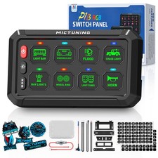 RGB 8 Gang On/Off Switch Panel 12v LED Light Bar Circuit Relay System Box Truck