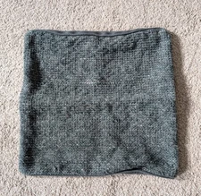 Crate & Barrel pillow cover speckled weave green accent 20” wool linen