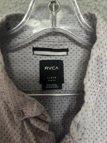 RVCA Shirt Mens Size Large Gray Slim Fit Short Sleeve Woven Button Up - Picture 2 of 5