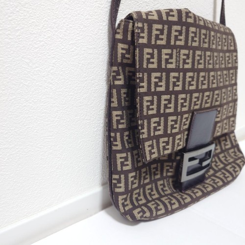 FENDI Mamma Shoulder Bag Zucchino Mini Bag Brown Canvas Used Auth Excellent+ JPN - Picture 5 of 24