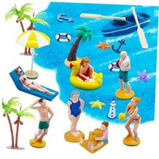 22PCS DIY Beach Mini House Decoration Ocean Diorama Kit for DIY Beach Pool Cake