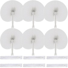 100 Pcs White Paper Fans,Foldable Handheld Fans for Women,Round Wedding Decor...