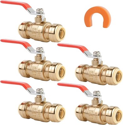 3/4 Inch Push to Connect Ball Valve, 5 Pack