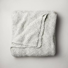 King Chunky Knit Bed Blanket Marled Gray - Casaluna: Acrylic Sweater Knit