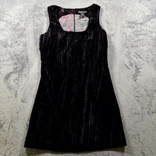 VTG Guess Jeans U.S.A. Mini Dress Womens 7 Purple Casual Crushed Velvet Back Zip