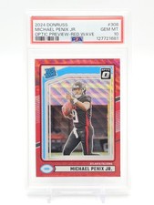 MICHAEL PENIX JR 2024 DONRUSS OPTIC PREVIEW RED WAVE ROOKIE #308 PSA 10 Q7136