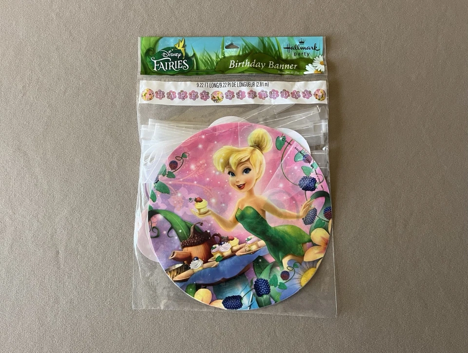 Баннер на день рождения Disney Fairies Tinker Bell от Hallmark ~ длина 9,22 фута, совершенно новый - Изображение 2 из 4
