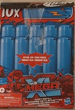 Set of 10 Boxes - NERF F1597 Mega XL Blue Dart Refill-Each Box Contains 10 Darts