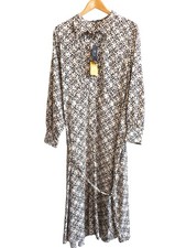 M&S - Shirt Midi Dress - Ivory Mix - Black Floral Button Front Belted - Size 24