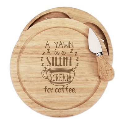 A Yawn Is A Silent Scream For Coffee Cheese Board Messer Set Lustiger Witz