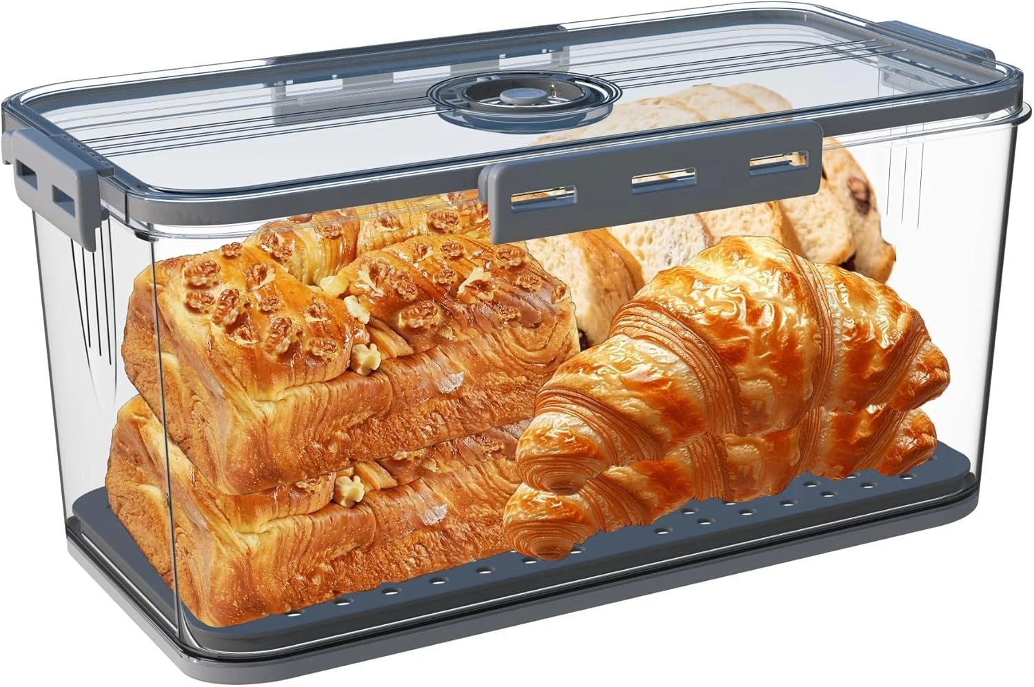 Bread Box Bread Boxes Kitchen Counter Airtight,Time Recording Bread Storage
