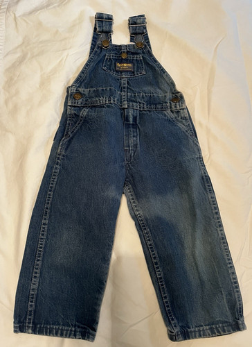 Vintage 80s OSHKOSH Vestbak Overalls Dark Wash Denim Jean 3T Unisex Made in USA