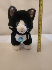 Build A Bear Promise Pets Black White Cat Kitten Red Collar Soft Green Eyes New