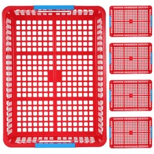  5pcs Stackable Plastic Basket - Red Desk Organizer With Handles For A4 Paper