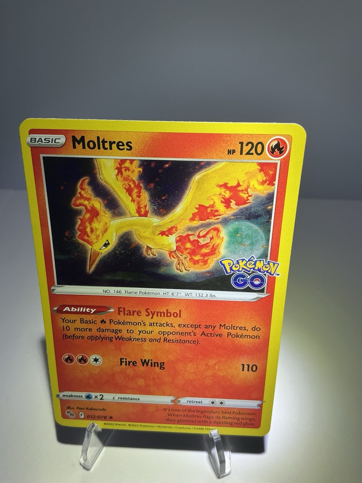Pokémon TCG Moltres 012/078 Pokémon GO Holo Rare NM 2022