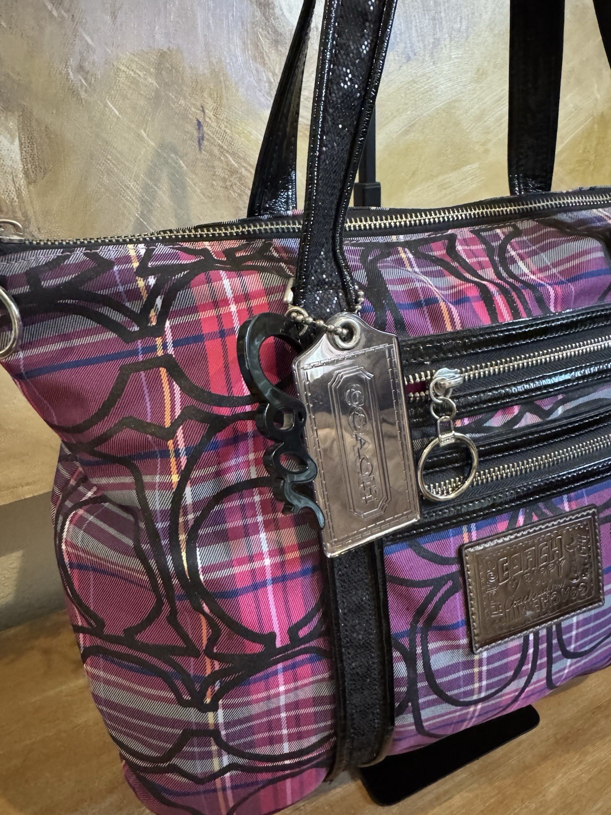 Vintage Y2K Coach Poppy Tartan Plaid Tote Bag #14360 - Gem