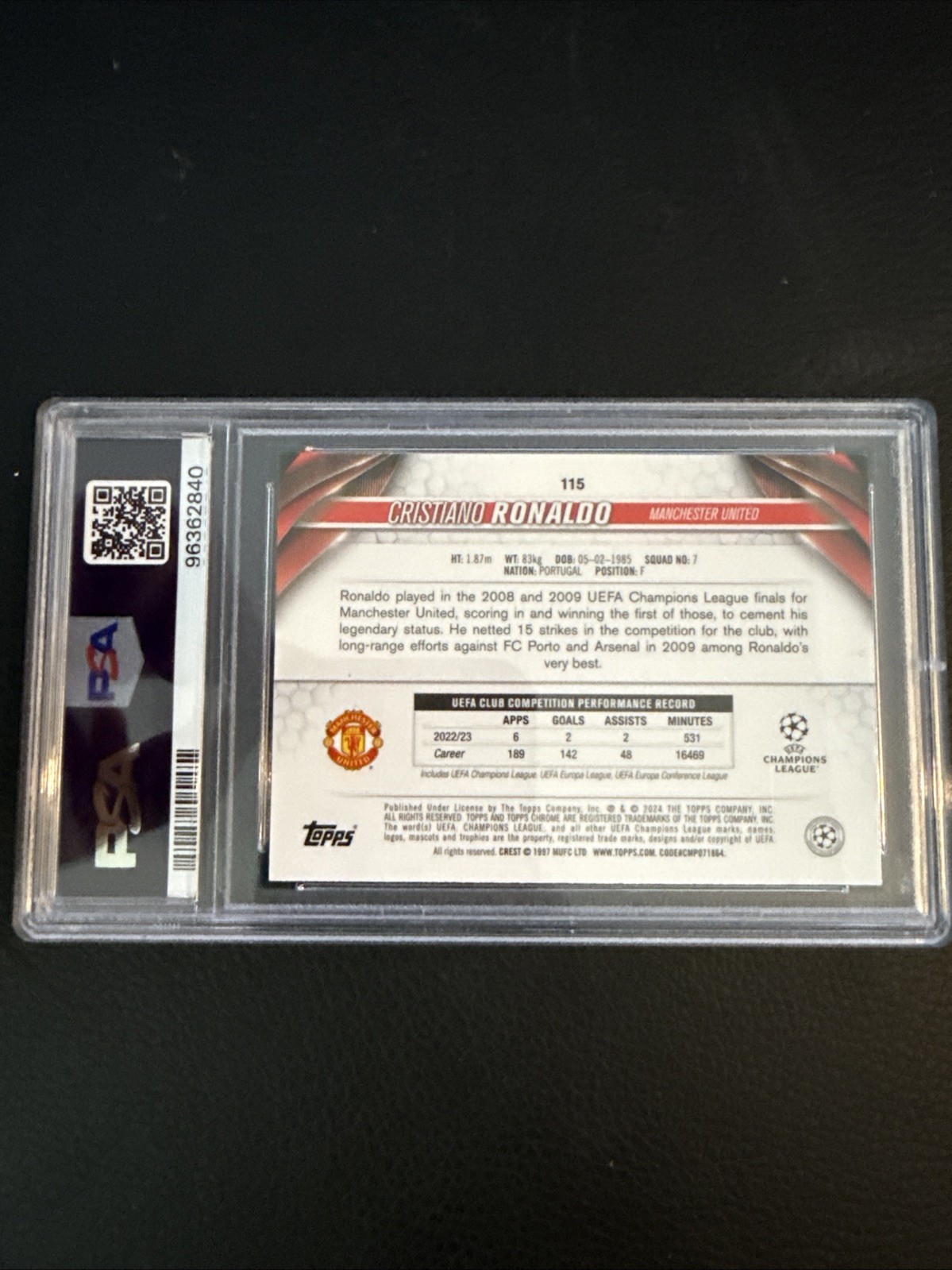 2023-24 Topps Chrome UEFA Club  - Legendary Variation Cristiano Ronaldo #115 view 3