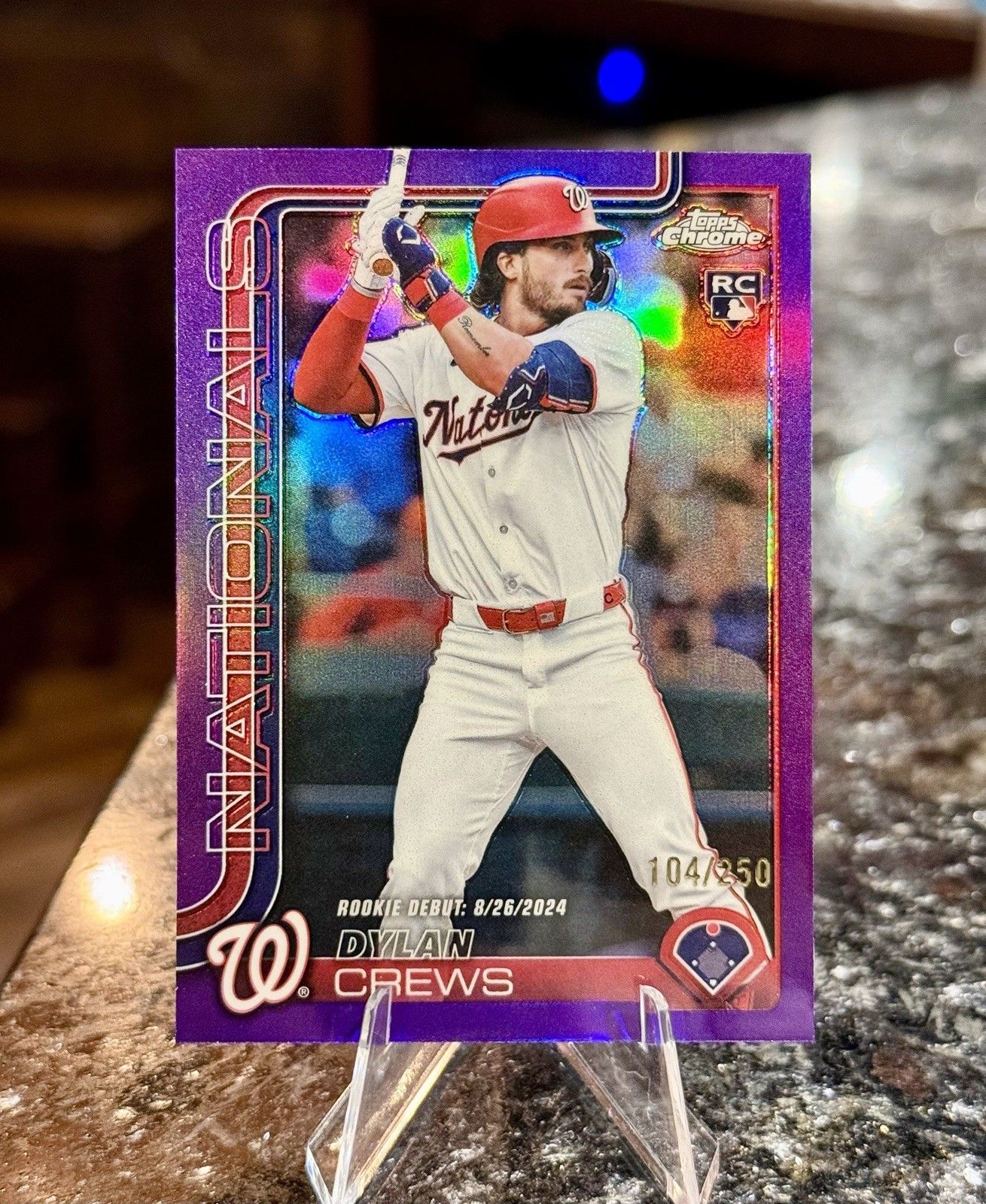 2025 Topps Chrome DYLAN CREWS RC #/250 PURPLE REFRACTOR Nationals Rookie 146