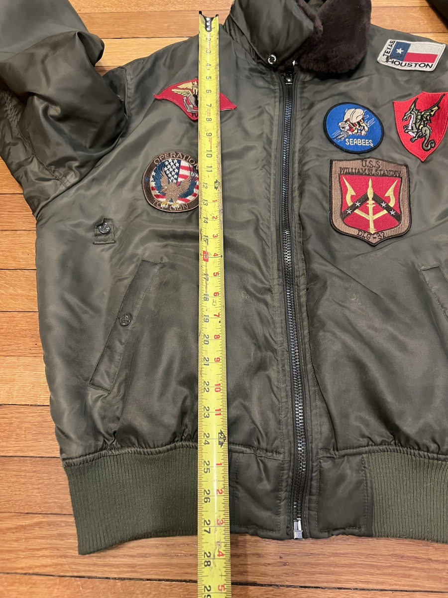 RARE TOP GUN® Official B-15 Mens Flight Bomber Jacket Coat Patches