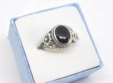 Bezel Set Black Onyx .925 Sterling Silver Ring ... R141