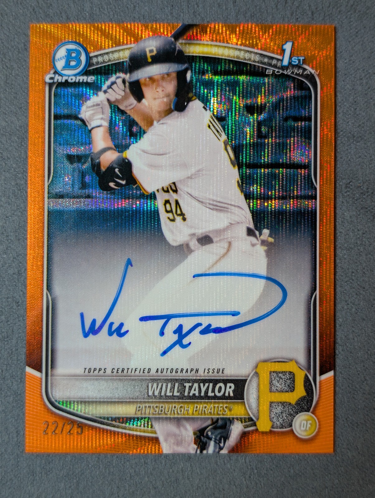 2025 Bowman Chrome Will Taylor Orange Wave Auto 22/25 #CPA-WT